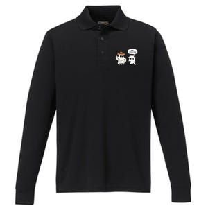 Cow Ghosts Moo I Mean Boo Cow Ghost Halloween Gift Performance Long Sleeve Polo