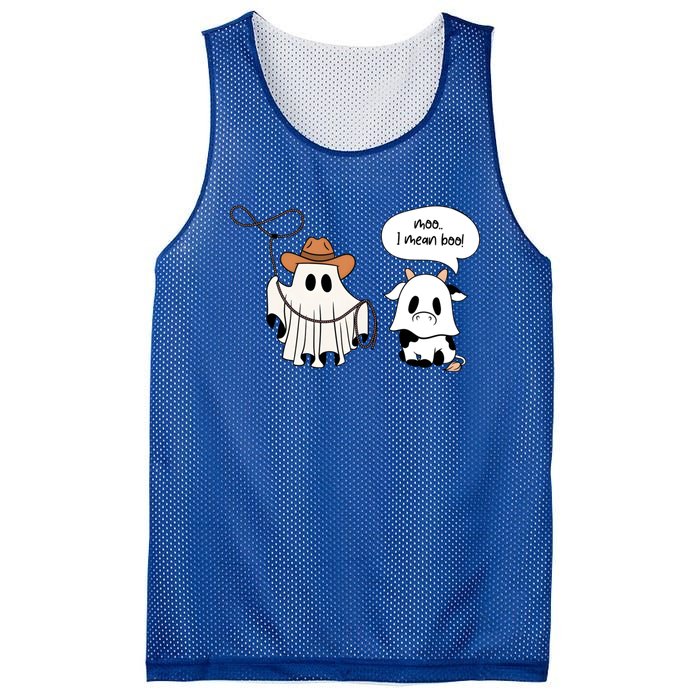 Cow Ghosts Moo I Mean Boo Cow Ghost Halloween Gift Mesh Reversible Basketball Jersey Tank