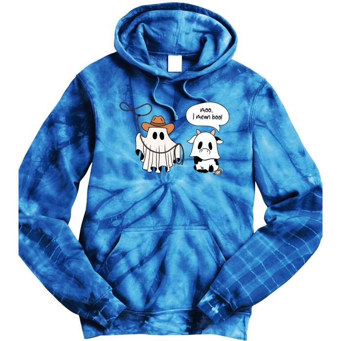 Cow Ghosts Moo I Mean Boo Cow Ghost Halloween Gift Tie Dye Hoodie