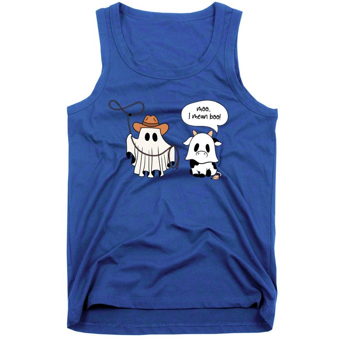 Cow Ghosts Moo I Mean Boo Cow Ghost Halloween Gift Tank Top