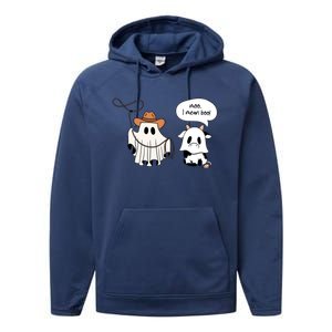 Cow Ghosts Moo I Mean Boo Cow Ghost Halloween Gift Performance Fleece Hoodie