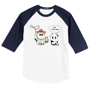 Cow Ghosts Moo I Mean Boo Cow Ghost Halloween Gift Baseball Sleeve Shirt