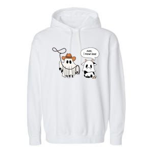 Cow Ghosts Moo I Mean Boo Cow Ghost Halloween Gift Garment-Dyed Fleece Hoodie