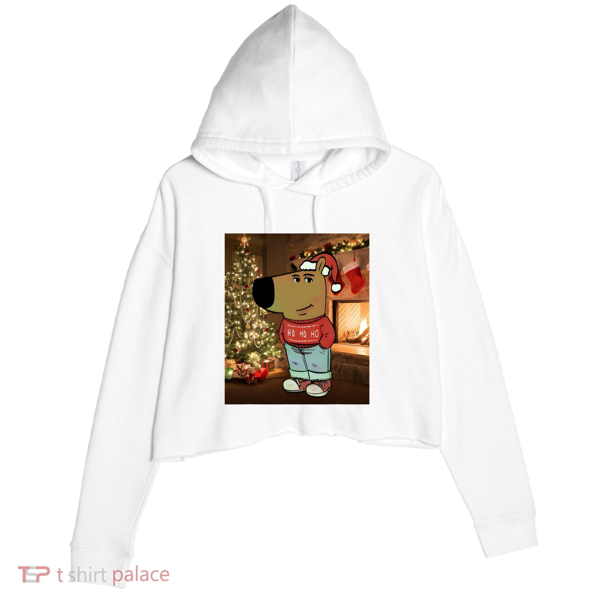 Chill Guy Meme Costume Funny Chill Guy Meme Crop Fleece Hoodie