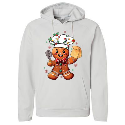 Cute Gingerbread Man Baker Funny Christmas Chef Bake Cookies Performance Fleece Hoodie