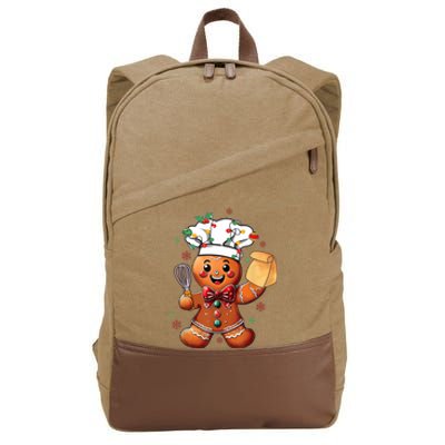 Cute Gingerbread Man Baker Funny Christmas Chef Bake Cookies Cotton Canvas Backpack