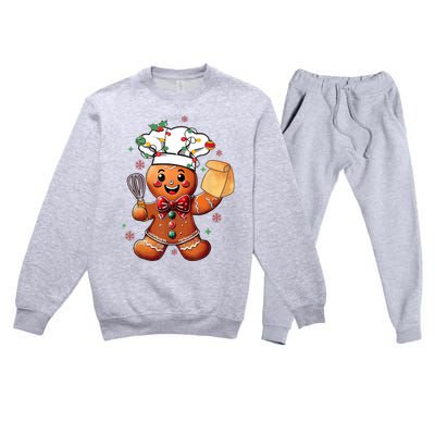 Cute Gingerbread Man Baker Funny Christmas Chef Bake Cookies Premium Crewneck Sweatsuit Set