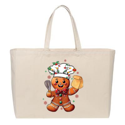 Cute Gingerbread Man Baker Funny Christmas Chef Bake Cookies Cotton Canvas Jumbo Tote