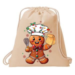 Cute Gingerbread Man Baker Funny Christmas Chef Bake Cookies Drawstring Bag