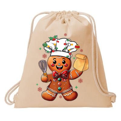 Cute Gingerbread Man Baker Funny Christmas Chef Bake Cookies Drawstring Bag