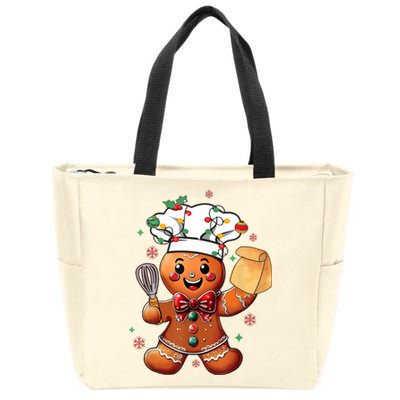 Cute Gingerbread Man Baker Funny Christmas Chef Bake Cookies Zip Tote Bag