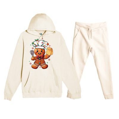 Cute Gingerbread Man Baker Funny Christmas Chef Bake Cookies Premium Hooded Sweatsuit Set