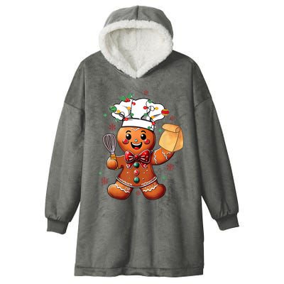 Cute Gingerbread Man Baker Funny Christmas Chef Bake Cookies Hooded Wearable Blanket