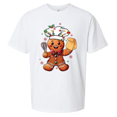 Cute Gingerbread Man Baker Funny Christmas Chef Bake Cookies Sueded Cloud Jersey T-Shirt