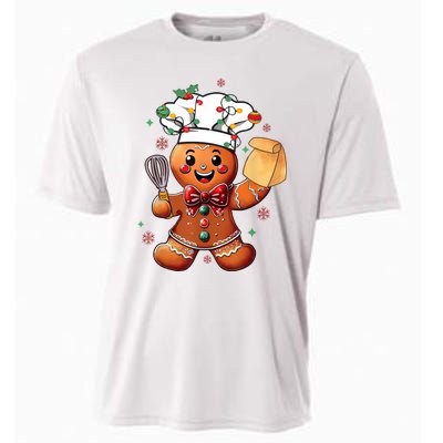 Cute Gingerbread Man Baker Funny Christmas Chef Bake Cookies Cooling Performance Crew T-Shirt