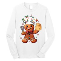 Cute Gingerbread Man Baker Funny Christmas Chef Bake Cookies Long Sleeve Shirt