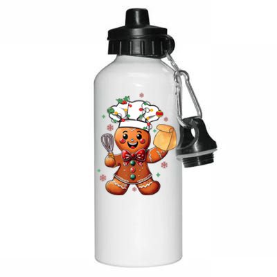 Cute Gingerbread Man Baker Funny Christmas Chef Bake Cookies Aluminum Water Bottle