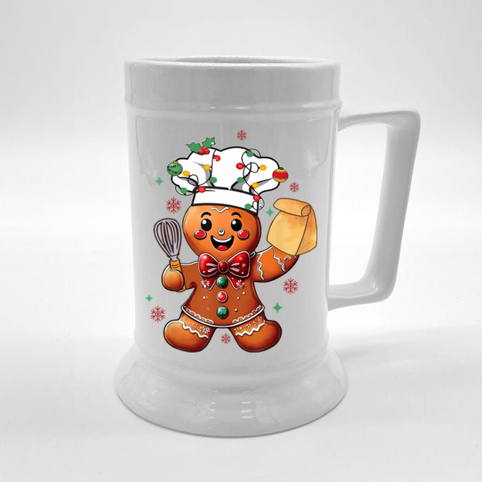 Cute Gingerbread Man Baker Funny Christmas Chef Bake Cookies Beer Stein