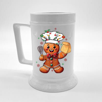 Cute Gingerbread Man Baker Funny Christmas Chef Bake Cookies Beer Stein