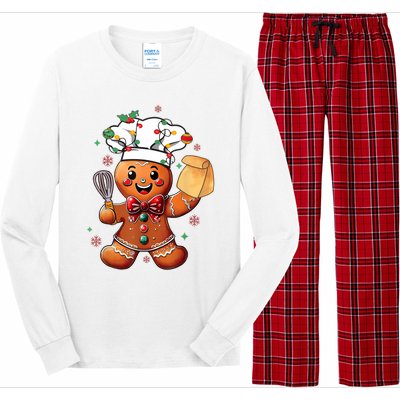 Cute Gingerbread Man Baker Funny Christmas Chef Bake Cookies Long Sleeve Pajama Set