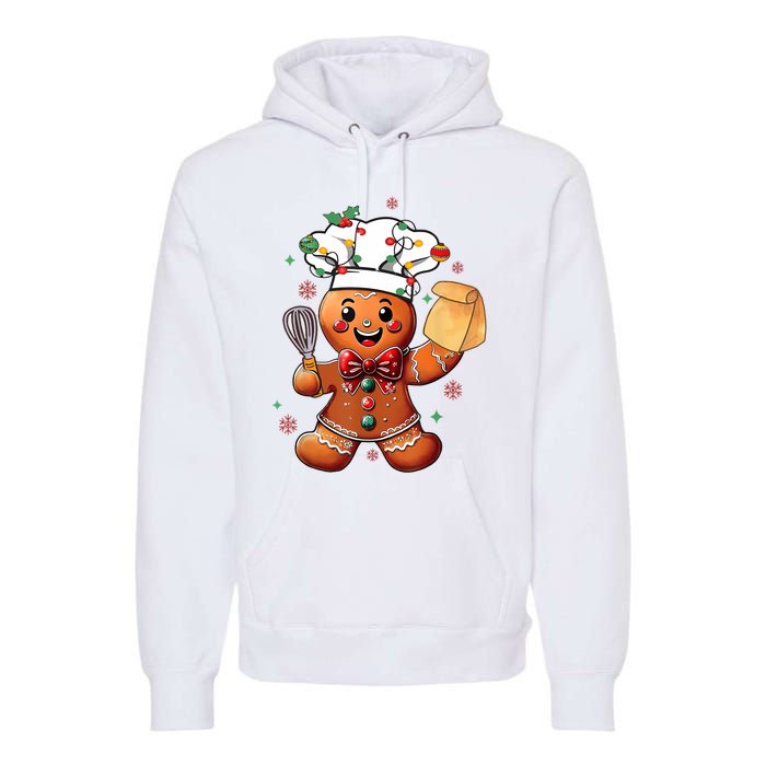 Cute Gingerbread Man Baker Funny Christmas Chef Bake Cookies Premium Hoodie