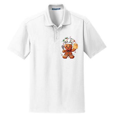 Cute Gingerbread Man Baker Funny Christmas Chef Bake Cookies Dry Zone Grid Polo