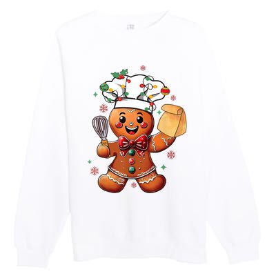 Cute Gingerbread Man Baker Funny Christmas Chef Bake Cookies Premium Crewneck Sweatshirt