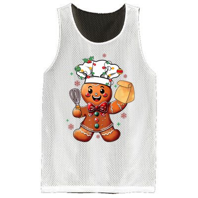 Cute Gingerbread Man Baker Funny Christmas Chef Bake Cookies Mesh Reversible Basketball Jersey Tank