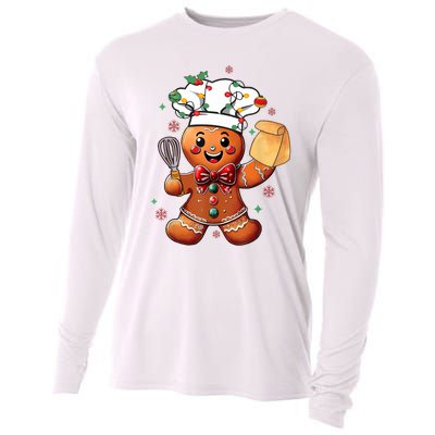 Cute Gingerbread Man Baker Funny Christmas Chef Bake Cookies Cooling Performance Long Sleeve Crew