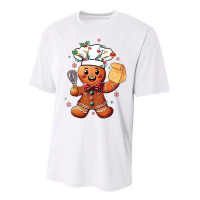 Cute Gingerbread Man Baker Funny Christmas Chef Bake Cookies Performance Sprint T-Shirt