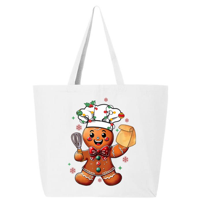 Cute Gingerbread Man Baker Funny Christmas Chef Bake Cookies 25L Jumbo Tote