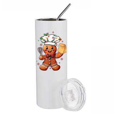 Cute Gingerbread Man Baker Funny Christmas Chef Bake Cookies Stainless Steel Tumbler