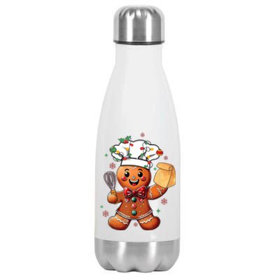 Cute Gingerbread Man Baker Funny Christmas Chef Bake Cookies Stainless Steel Insulated Water Bottle