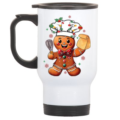 Cute Gingerbread Man Baker Funny Christmas Chef Bake Cookies Stainless Steel Travel Mug