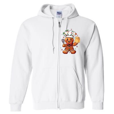 Cute Gingerbread Man Baker Funny Christmas Chef Bake Cookies Full Zip Hoodie