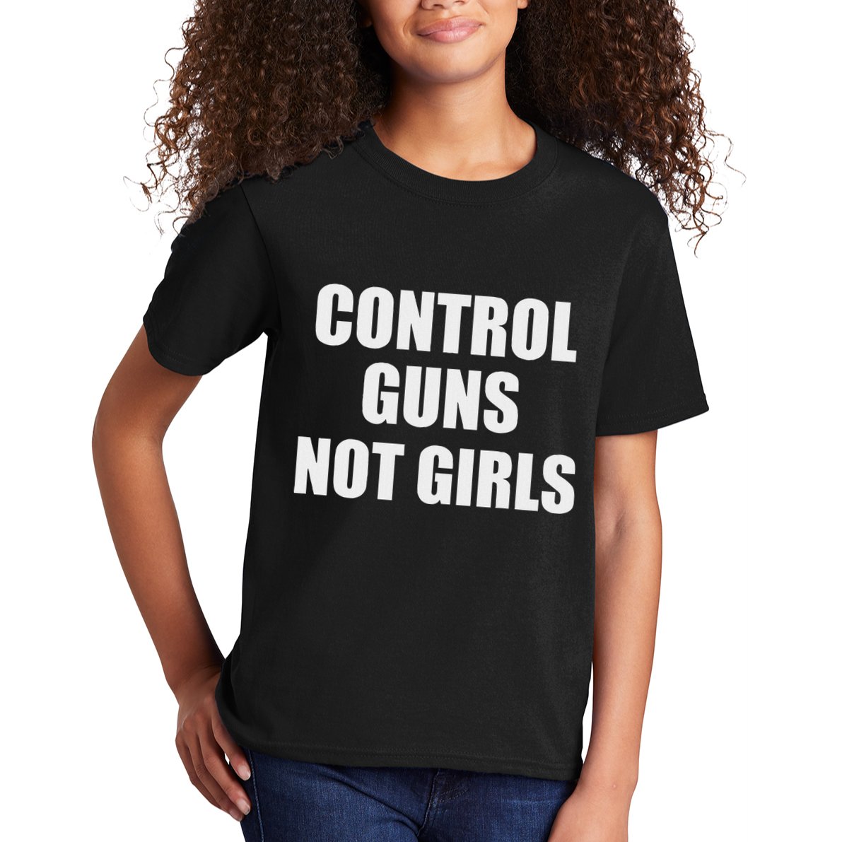 Control Guns Not Girl Bold Activist Design Kids T-Shirt