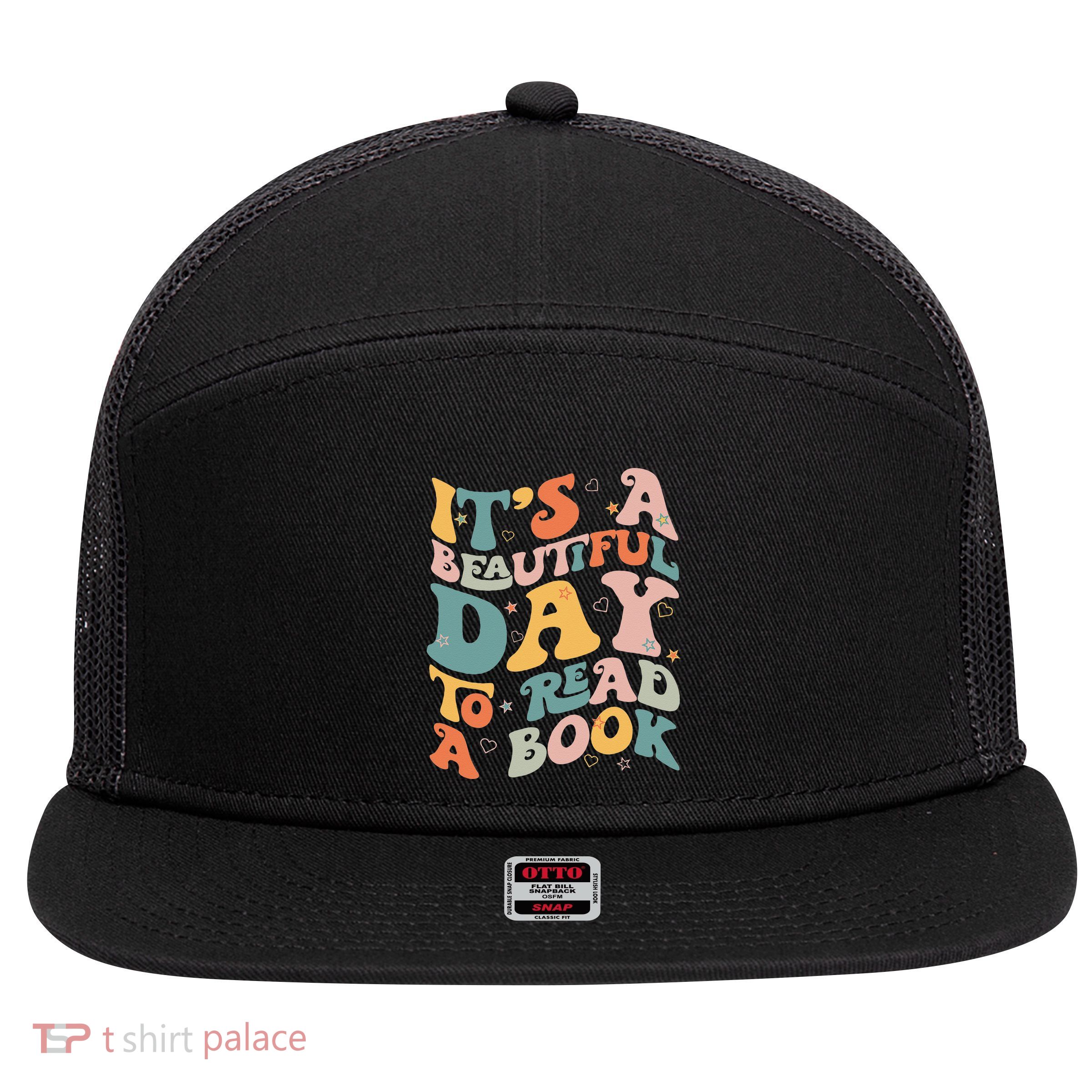 Cute Groovy National Read A Book Day Funny Book Lover 7 Panel Mesh Trucker Snapback Hat