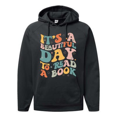 Cute Groovy National Read A Book Day Funny Book Lover Performance Fleece Hoodie