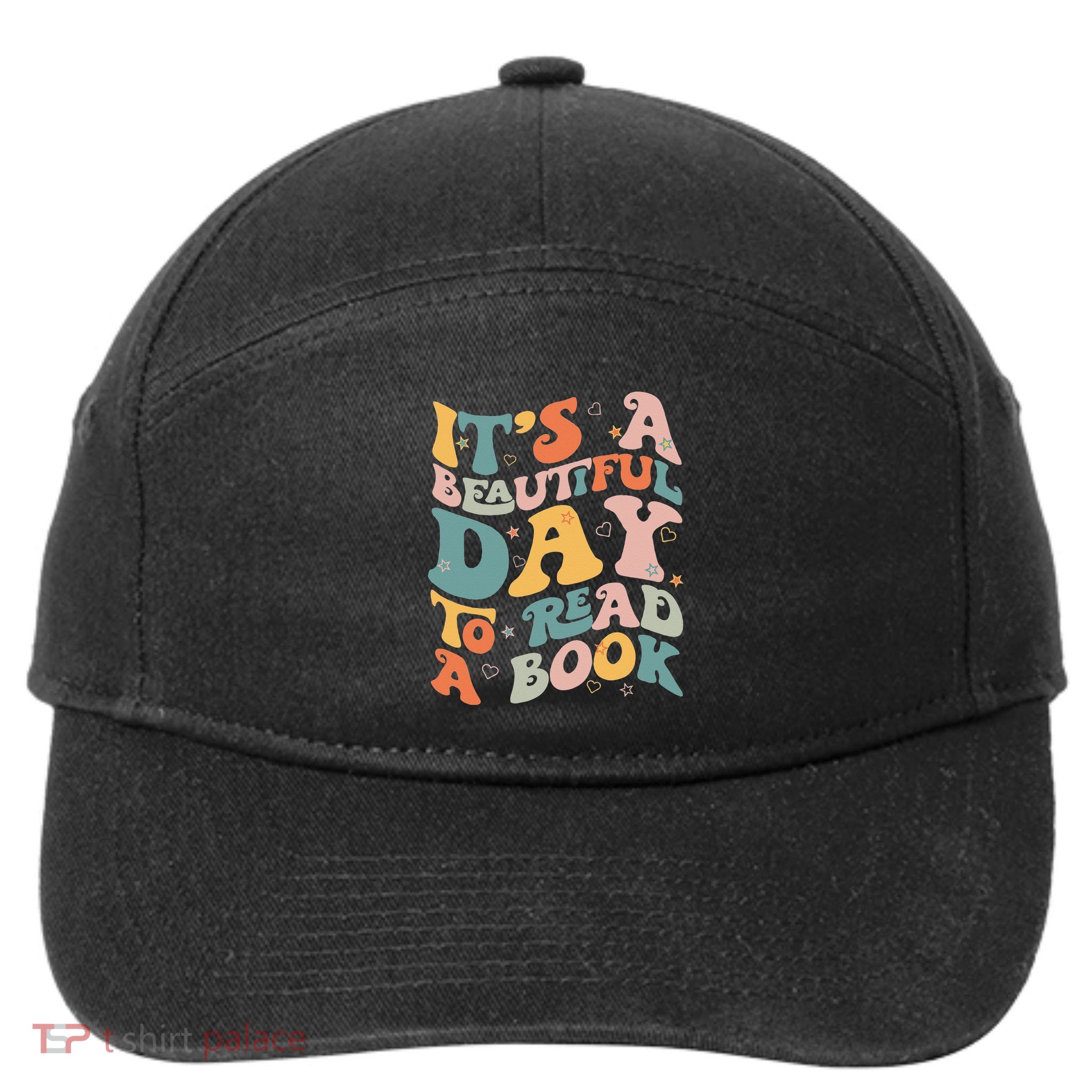 Cute Groovy National Read A Book Day Funny Book Lover 7-Panel Snapback Hat