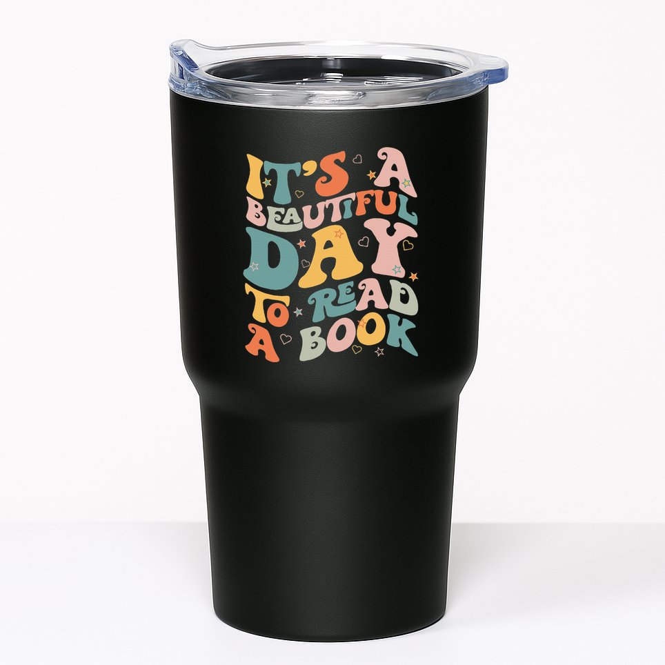 Cute Groovy National Read A Book Day Funny Book Lover Tumbler