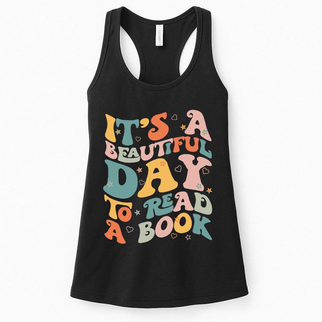 Cute Groovy National Read A Book Day Funny Book Lover Womens Tank Top