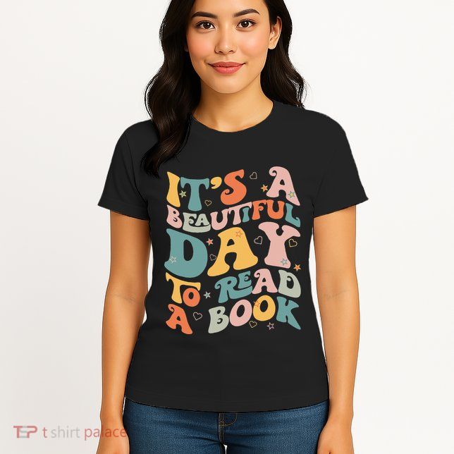 Cute Groovy National Read A Book Day Funny Book Lover Womens T-Shirt