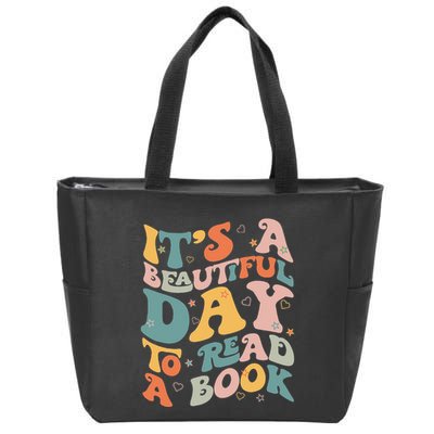 Cute Groovy National Read A Book Day Funny Book Lover Zip Tote Bag