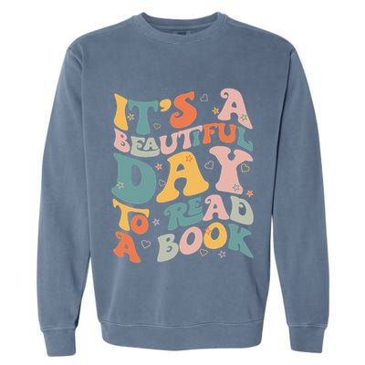 Cute Groovy National Read A Book Day Funny Book Lover Garment-Dyed Sweatshirt