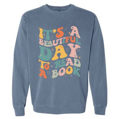 Cute Groovy National Read A Book Day Funny Book Lover Garment-Dyed Sweatshirt