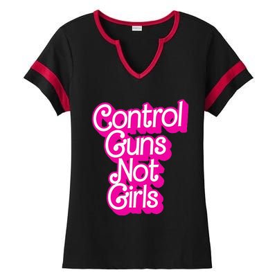 Control Guns Not Girl Rights Feminist Ladies Halftime Notch Neck Tee