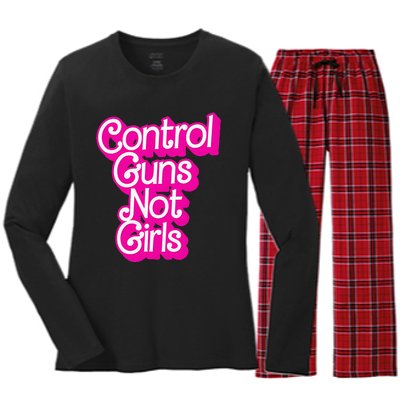 Control Guns Not Girl Rights Feminist Women's Long Sleeve Flannel Pajama Set 