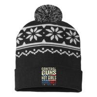 Control Guns Not Girl Rights Harriswaltz 2024 USA-Made Snowflake Beanie