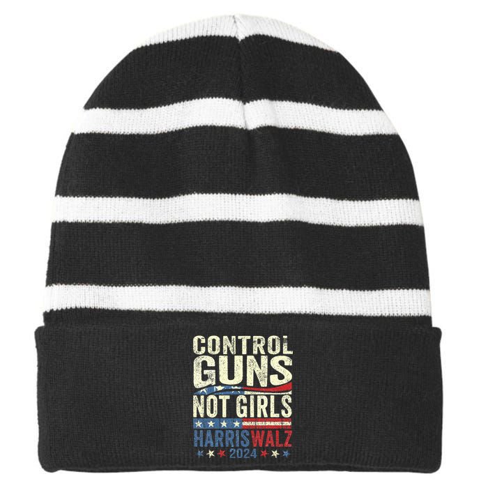 Control Guns Not Girl Rights Harriswaltz 2024 Striped Beanie with Solid Band