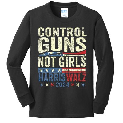 Control Guns Not Girl Rights Harriswaltz 2024 Kids Long Sleeve Shirt